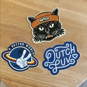 Dutch Bros Cat Sticker Trio - Black, Orange, Blue